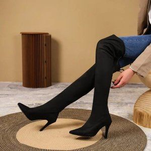 Women New pointed toe sexy stiletto over the knee stretch boots